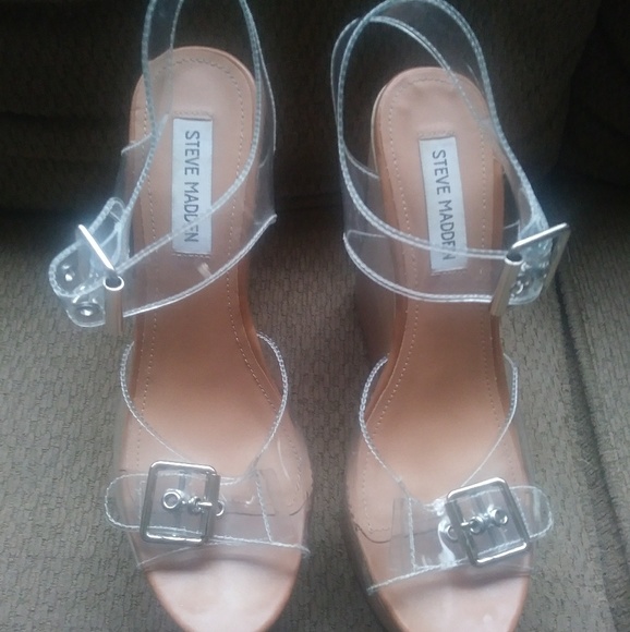 wedge sandals with clear straps